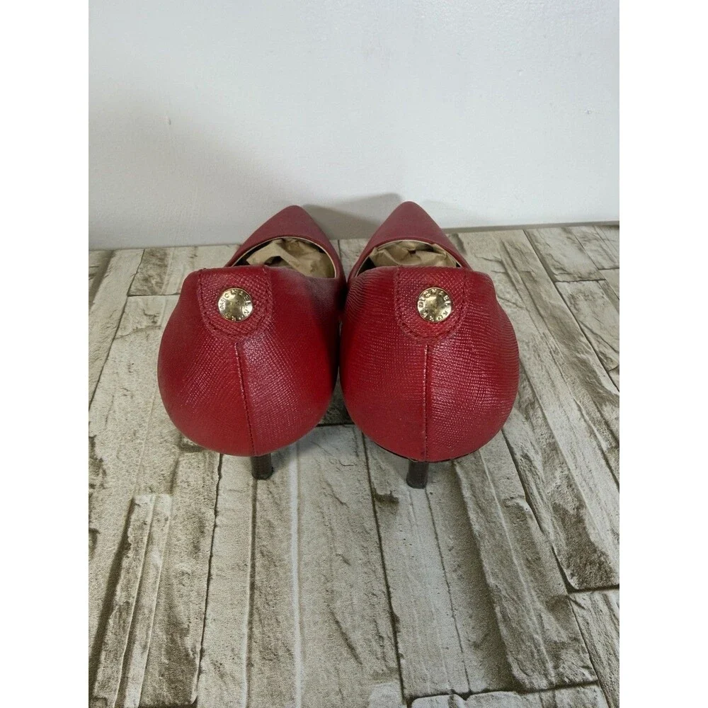 Michael Michael Women's Dorothy  Flex Mid Pump Round Toe A Red  Suede Heels 7.5